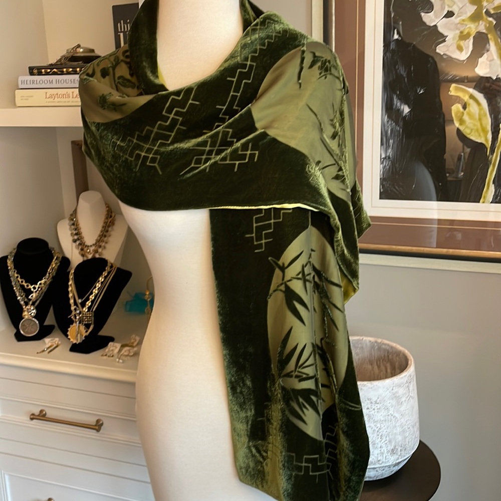 Velvet and velvet burnout scarves.